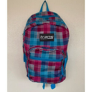 Vintage Jansport Backpack Trans by Pink Blue Plaid Pre-owned Bag School